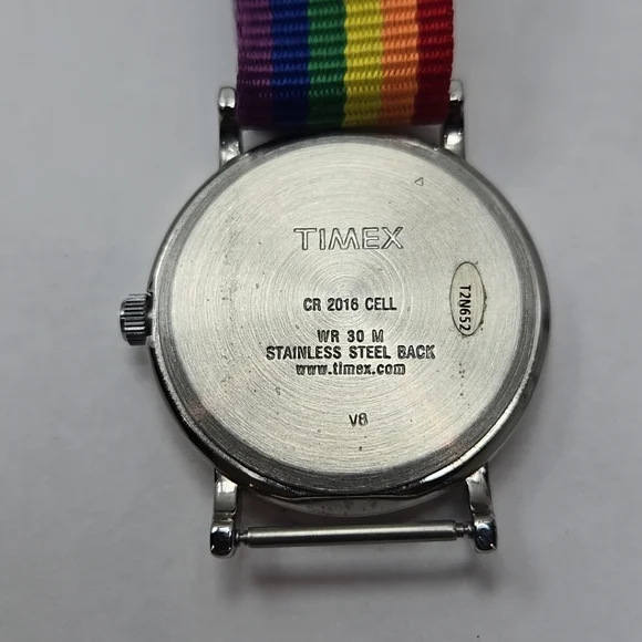 Timex Watch Unisex 38mm Weekender Rainbow Band Silver Tone New Battery - Picture 9 of 10
